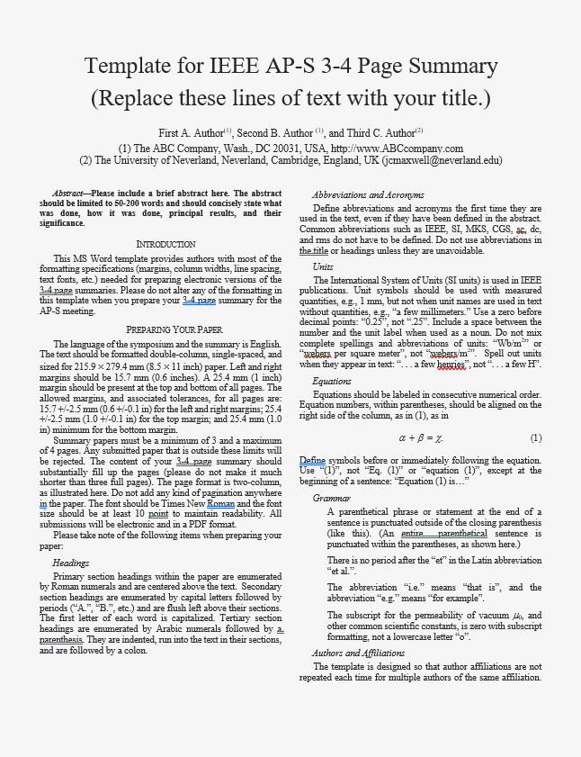 3-4 page, 2-column AP-S Paper